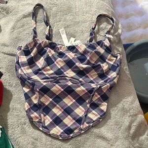 PINK Victoria's Secret Navy Plaid Cropped Cami